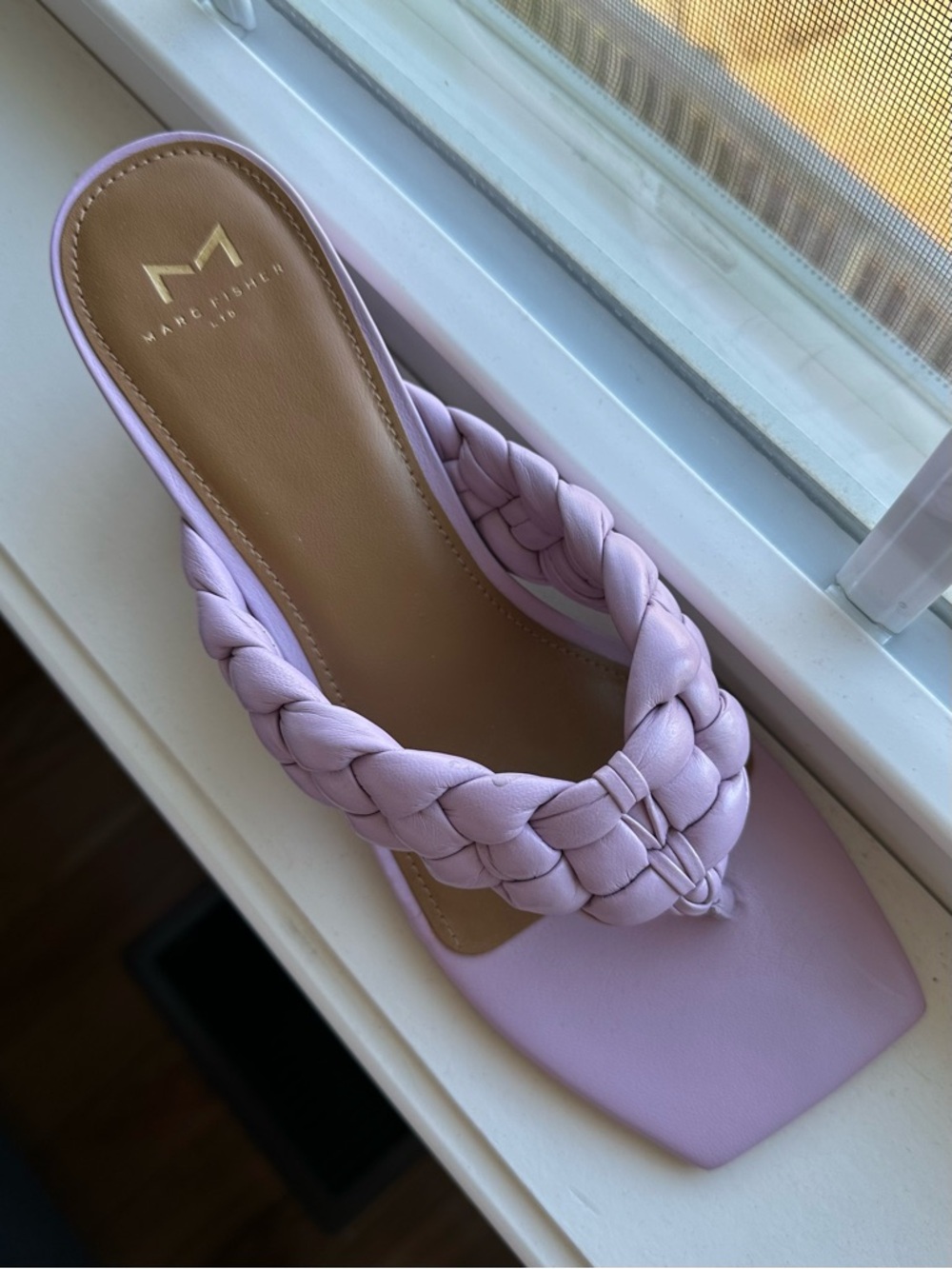 Marc Fisher LTD Lavender Braided Square Toe Block Heel Sandals – Size 9 ✨💜 - Picture 6 of 6